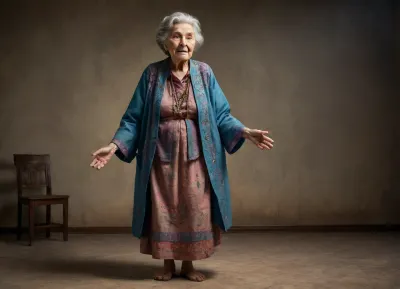 depraved old grandmother, full body view