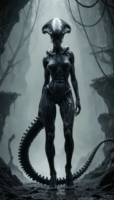 (((Alien xenomorph porn))), pussy extremelly spreaded gaped view from underneath close up, full body
