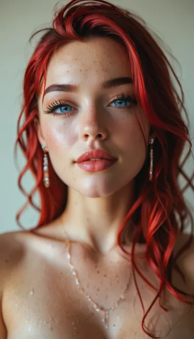 8k ultra high quality picture, super realistic photo, professional nude photo shoot, beautiful, instagram model, 20 years old, perfect, slim, long red hair, perfect face, eye contact, perfect eyes, gorgeous, sexy, sensual, seductive eyes and look, edgJBG_woman, edgJBG_face, edgJBG_body, <lora:BUT_SDXL_SHS:1.4>, <lora:MJ52:1.9>