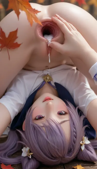 one 25 year old girl, hyper detailed hyper realistic natural petite cutie, school uniform, knee socks, (puckering her lips for a kiss:1.4), looking lovingly at the viewer, gorgeous 25 year old student girl, perfect teeth, (pigtails), skinny body, pretty toes, anal, upside down position, gaping anus, anal creampie, cum dripping from anus, sticking out her tongue, (on colorful wet Fall leaves), keqing, (genshin, impact\), <lora:EnvyZoomSliderXL01:.8>, <lora:EnvyCuteSliderXL01:2>, <lora:keqing:1>