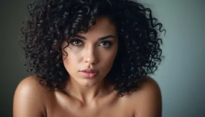 close-up woman pubic hair, super model, wonderfull curly black hair