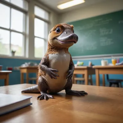 a platypus teaching biology in a classroom