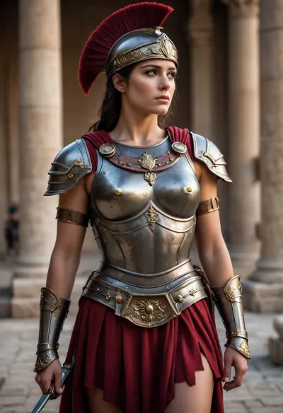 Sexy female Roman solider in Centurion armor