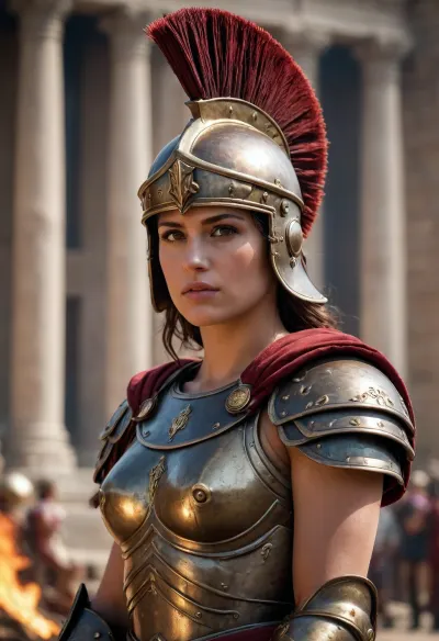 Sexy female Roman solider in Centurion armor