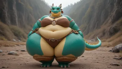 hyper ass, (hyper hips:1.1), thick thighs, (chubby:1.3), (plump:1.5), (a dragon wearing tribal gear:1.7)