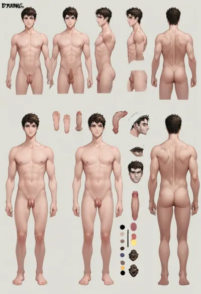 Batman, MEN, penis, character reference sheet, ATHLETIC BODY, WIDE LEGS, DETAILED FEET, intact pose, hair character design sheet, ((1 front view, 2 side view, 3 back view, multiples views)), a designer wonderful, 8k Resolution, Ultra HD image output., Evang, Evang_style, character, sheet, Multiple, views, <lora:character_Sheet_XL:.5>