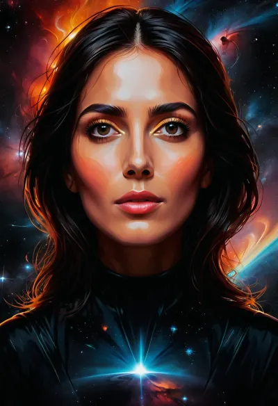 (astronaut woman:1.5), (black hole:1.8), (double exposure:1.5), (face of a beautiful woman overlayed on epic black hole:1.2), amazing depth, surreal, intricately detailed, perfectly balanced, deep fine edges, vivid colors, 8K, UHD, many details, extreme detailed, full of details, (movie poster style, cinematic:1.4), ziprealism, <lora:SDXLFaeTastic2400:.8>, Colorsplash, <lora:SDXLPaintSplash:.4>, sunnyrayyxo, <lora:sunnyrayyxo_v1_SDXLBase:.4>, <lora:add-detail-xl:1.2>