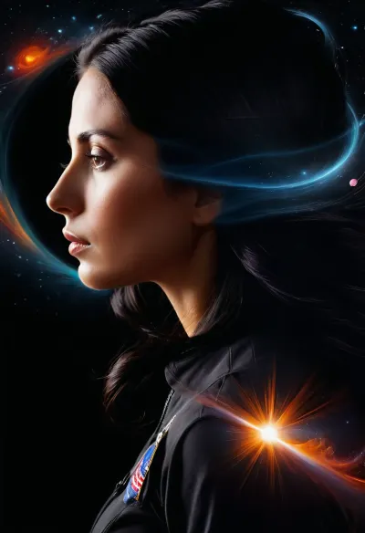 (astronaut woman:1.5), (black hole:1.8), (double exposure:1.5), (double exposure with face of a beautiful woman in profile with long flowing black hair, overlayed on epic black hole:1.2), amazing depth, surreal, intricately detailed, vivid colors, 8K, UHD, many details, extreme detailed, full of details, black velvet starry background, ziprealism, sk_digitalart, sk_cinematic, double, exposure, <lora:210432_training_data:1>, <lora:SDXLFaeTastic2400:.4>, Colorsplash, <lora:SDXLPaintSplash:.2>, sunnyrayyxo, <lora:sunnyrayyxo_v1_SDXLBase:.4>
