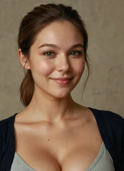 ((Full body shot)), ((entire body visible)), ((no close ups)), 28 year old woman, British American, Caucasian, light brown hair in a ponytail, pale fair skin, 5'4" tall, busty, covered breasts, (sagging breasts), thin, t-shirt, tight, blue jeans, angular features, wide face, square jaw, big chin, ((very prominent chin dimple)), high prominent cheeks, ((very prominent cheek dimples)), wide smile, nice lips, green eyes, acne scars, SaggySlimXL, uhang, yhang, <lora:updated_saggy_slim:1>
