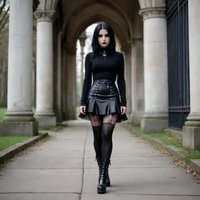 Goth girl boots mini skirt anal