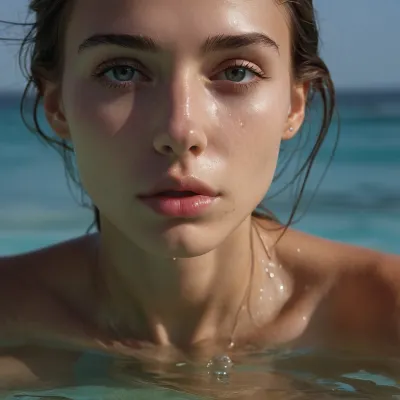 very skinny, 19 yo, bent knee, sucking my huge cock from side, eyes closed, in infinity pool next to beach, realistic runny cum, runny cum liquid, clear liquid cum, very thin waist, realistic looking cock, covered in cum, 8k, photorealistic, intricately detailed face, intricately detailed pussy, intricately detailed eyes, wideshot