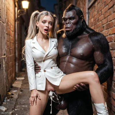 Crimson raindrops and shimmering tears: a super model's intimate encounter with a gorilla monster in the heart of moscow