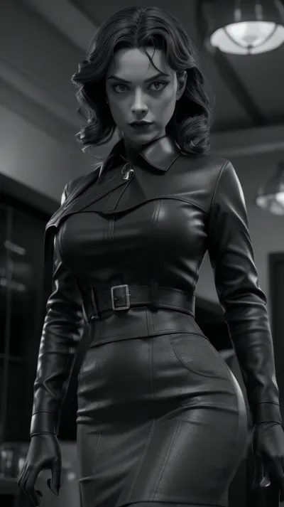 Dark film noir, black and grey, scene, female, ((masterpiece)), 3DMM, <lora:3DMM_V12:.5>