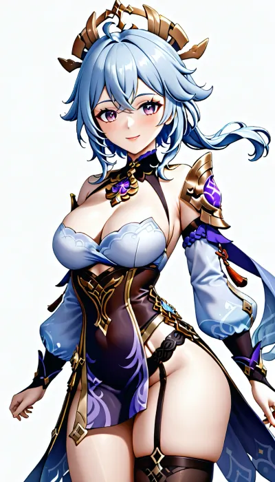 Aloy from genshin impact, white background, big boobs, sexy clothes