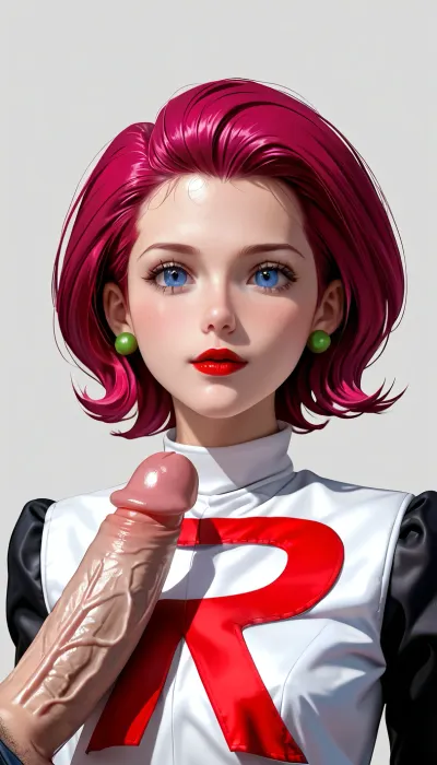 Jessie of Team Rocket from Pokemon naked being fucked by a big long penis pokemon.