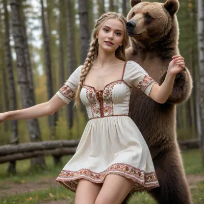 Danza con l'orso: un capolavoro di alto livello nell'antica Russia - un momento erotico, fotorealistico