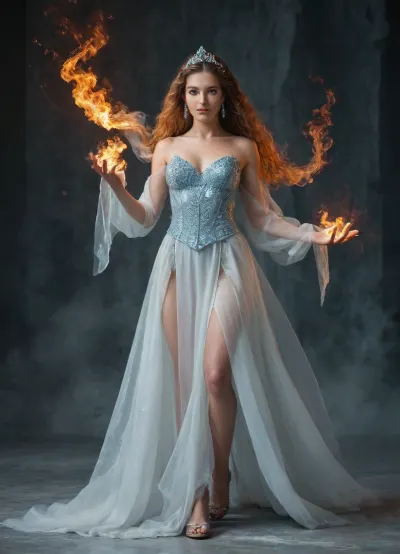 (Princess Teegra from Fire and Ice:1.5), perfect hands, perfect fingers, perfect anatomy, realistic skin, masterpiece, best quality, high resolution, ultra detailed, ((full-body image)), ((extreme distance shot)), (long shot)