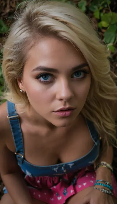 Cumdump whore is on her knees, in woods, ((american)), 19 years old, ice eyes colour, lemon blonde hair colour with mable brown highlight, straight hair, 5.70ft, 107lb, fit, pear shaped body, (small breasts:.1), brightly colored or patterned skirt—think neon pink, electric blue, Graphic Tee, Pair the skirt with a graphic tee featuring iconic 80s designs or logos, such as popular bands, TV shows, or cartoon characters of the era.
Denim Jacket, Leg Warmers, Chunky Jewelry, torn clothes, Spiked bracelets, eye contact, ((detailed eyes:1.5)), ((close view of face from above)), looking up, front view, Fujifilm X-T4, Butterfly lighting, torn, fly, down, at, _______, <lora:tornclothesv6-8:.5>