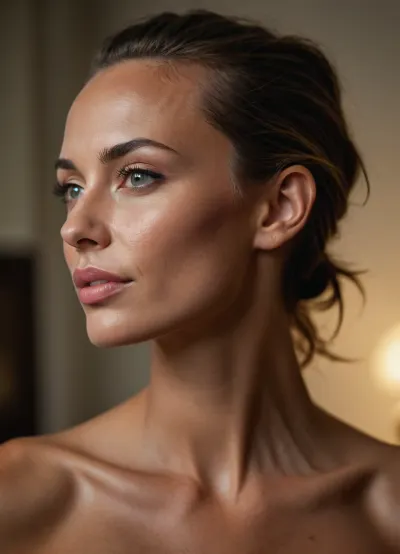 nude woman, half portrait, half profile, (tall masculine androgynous tanned beautiful very fit body skinny, high forehead, low cheek bones, narrow face, long narrow nose, wide mouth, very full lips, open lips, long slim neck), (40 years old), cold light, bright atmosphere, no shadows, direct light, warm cute face, pulled back hair, 4ng3l, face, dark, skin, ———
extremely detailed eyes, (extremely detailed face), textured skin, (photorealistic, hyperdetalized:1.2), crazy details, happy smiling expression on his face, cute face, looks away, naked, pussy shines through, Acrylic calligraphy and watercolor techniques seamlessly merge into this maximalist masterpiece. Gouache fluidity enhances the level of detail, while the bright sunrise light contributes to a hyperrealistic impression. This artwork is meticulously crafted, with each element executed with precision. The scale of the artwork is set at 64., ———


High-key, lighting, Style, bright, light, <lora:SDXL_BetterFaces-LoRA_v1:.5>, <lora:Darker_skin_SDXL:1>, <lora:High-key lighting Style:.5>