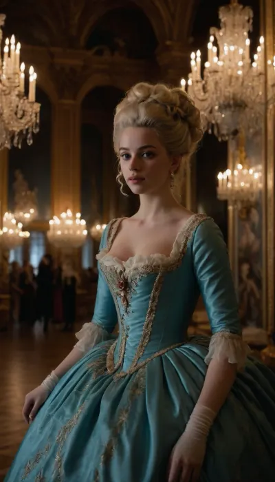 Marie Antoinette, 18 year old, versailles palace, (((galerie des glaces)))