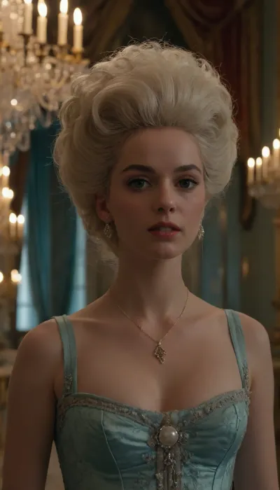 Marie Antoinette, 18 year old, versailles palace, (((galerie des glaces))), (Marie Antoinette hair wigs), naked, hairy pussy
