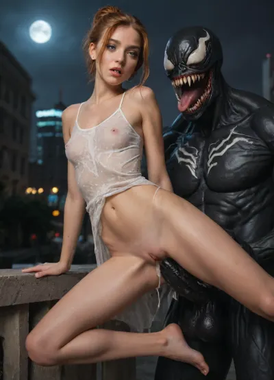 20 years old, skinny, small boobs, super narrow waist, a sexy female ghost with small tits, white transparent dress, on a bridge, city lights, pale skin, super slender waist, small butt, floating, wet pussy, (flying), (ginger blond hair:1.2), bun hair, ((slender ribs)), ((small boobs)), (thin), (spiders), (bimbo goth), ((ghost)), (dark night), ***. gigantic monster, hyper thick greasy monster cock, anal fucked by enormous spider cock, laying on side spooning sex, fuck, deep pussy sex, motion lines on ass, bouncing pussy on spider cock, pussy stretching around spider, super stretched asshole on giant cock, cock deep inside, huge spider grabbing and spreading enormous ass cheeks, in the jungle, high resolution, creampie, best quality, masterpiece, ultra realistic, perfect eyes, focused eyes, perfect face, (horror), queen venom spider