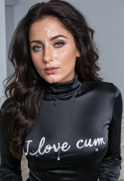 Les expressions intenses de l'orgasme d'un supermodèle de 25 ans

- Oui.

Un supermodèle de 25 ans avec de longs cheveux noirs bouclés et des yeux bleus frappants posé avec confiance pour une image générée par l'IA. Elle portait un haut en satin noir à col élevé avec 'I love cum' écrit en blanc sur le devant. Les détails étaient si précis que chaque courbe de son corps et de son visage montrait la perfection, captant l'intensité de son expression orgasme.