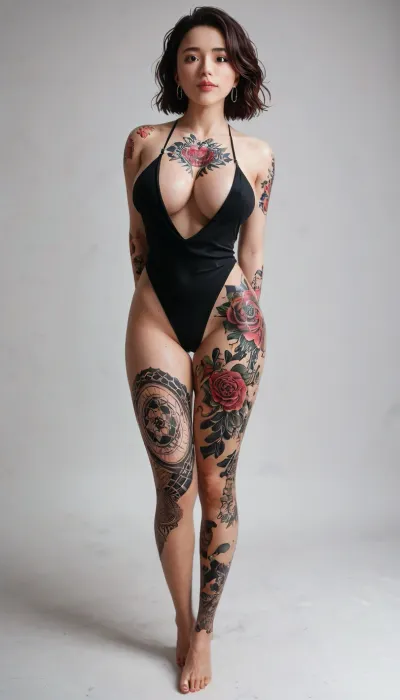1girl, solo, solo focus, 8k, masterpiece, hires, absurdres, splash art, nsfw, marui_maru nsfw, thick, large breasts, hinaigirl, full, body, tattoo, <lora:MaybeBetterFaceInFullBodyLora_XL_rev3:.5>, <lora:FBT-000002:.5>