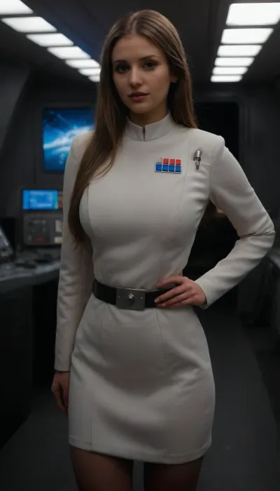 Galactic beauty: the officer with gigantic torpedo boobs on the star destroyer bridge