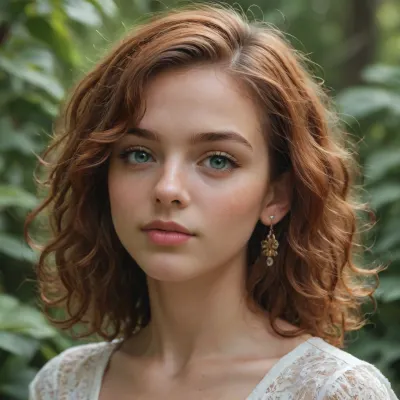 Cute redhead, 20 years old, lush curly hair