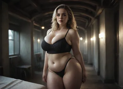 (retrofuturistic:1), (retrofuturism:1), plump, chubby, bbw, pawg, venus, body, big, breasts, ass, (bokeh:1), The Middle Ages, the village. A chubby village whore. She's wearing tight whore's clothes, provocative clothes, deep cleavage, and the worst makeup. She has long blonde hair and a perfect face., ((Big breasts, wide hips, thick thighs, extra chubby, small fat)), lonely, melancholic mood, game of shadows, photorealistic, not paying attention, best detail, contrasting shadows, bright light patches, light caustics, morning light, Low-key, lighting, Style, dim, low, dramatic, partially, covered, in, shadow, backlight, style, hair, light, <lora:Chubby BBW - XL:.7>, <lora:dark:.2>, <lora:hrg:.5>, <lora:Low-key lighting Style:.5>, <lora:backlight style:.5>