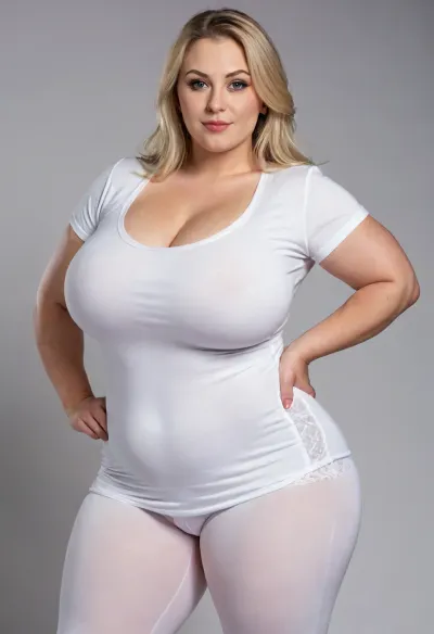 1 woman, white, American, hair, blonde, chubby face, pretty eyes, healthy face, big eyes, double chin, broad jawline, fat shoulders, strong arms, (((gigantic breasts covered by shirt:1.5))), (Wearing a thight slim fit, T-shirt white:1.6), lacy pantyhose, cameltoe, thigh high Black Boots, high resolution, woman, 50 yo, slight wrinkles in face, looking into camera, Detailed Face, full body shot, chubby body, high definition face, high cheekbones, green eyes, seductive smile, fat ass, strong thighs, wide hips, bob haircut, fully clothed, bbw, chubby, plus-size, fat hips, flat, chest, big, breasts, huge, gigantic, small, hips, thighs, wide, thick, plump, belly, muscular, female, arms, extra, abs, <lora:Venus_Body_Alpha:.5>