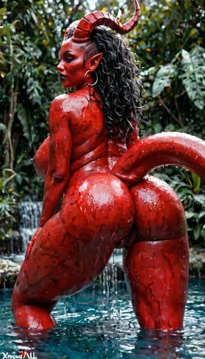 DEMON WOMAN, BIG TWISTED HORNS, LONG BIG TAIL, MEGA HUGE TITS, TITS XXXXL PERFECT ASS, FAT PUSSY, WET, FAT, PERFECT ASS XXXXL, ULTRA REAL FRAME, RED SKIN ...