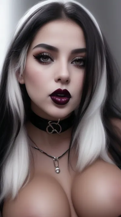 photo, Spanish goth girl, igirl, cum on chin while deepthroating a cock, sucking dick, cum in mouth, cock in mouth, nose to crotch, black background, long flowing black hair, photorealistic, nude, white skin details, long black hair, (Dappled Light), black lipstick, jet black eyes, large round eyes, ice white skin, 38fff tits, humoungus round juicy tits, running mascara, massive tits, (ultra-detailed), (goth girl with a veiny penis in her mouth), (wearing a black choker), beautiful looking, huge tits, (BlowjobTopofHeadPOVQuiron pose), oral, blowjob, Pov, focus on mouth, (close-up:1.4), perfect eyes, skin color of snow, <lora:SDXL1.0_quiron_BlowjobTopofHeadPOV_V4.1mx_lora:1.7>