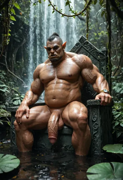 A gay scene, gay cinematic, mysterious nude muscular sexy male with short brown hair and beard, big muscles, its iridescent emerald scales reflecting the golden shafts of light that pierce through the dense rainforest canopy. He reclines against a throne of twisting roots draped in thick, flowering vines, In one hand, she holds a sword, its surface etched with glowing symbols that shift like living ink.

Sexy gay muscular fairy prince is beeing fucked by horrible orc, grey orc, huge cock, huge balls, dirty, (ugly orc:1.5), hardcore, peevert, humiliated, kneeling fuck. Cpuple gay scene hard.


At the heart of the rainforest, an enormous waterfall cascades down a wall of obsidian rock, its roaring waters splitting into countless silver threads before vanishing into a lagoon blanketed in floating lotus blossoms. A massive stone figure, half-submerged and covered in vines, rests at the water’s edge, its hollow eyes filled with the reflections of unseen stars. In the shadows beneath the canopy, golden-eyed jaguars watch in silence, their sleek forms blending seamlessly into the living tapestry of the jungle., NightScapes, orc, group, of, <lora:NightScapes_XL14:.6>, <lora:EdobOrc_XL_v1.0:.8>