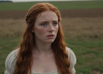 (man, Roman senator in 50AD), (rough fucking), doggystyle, a beautiful local girl 19yo, (long ginger hair in roman style), freckles, upset but in ecstasy, wide angle, full length, viewed from a distance, side view. In a field, soft daylight. Masterpiece. HD. 8k.