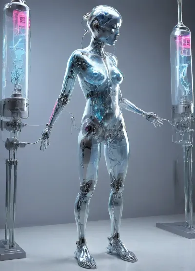 Full body view，full body view，full body view，Standing on one foot，Generate a picture One day, a naked curvy fat female black dark skinned objectified subjected to painfull medical experiment to be a big full bodymorbike sexmashine, in a hospital room, sexmachine, 1girl, spread, legs, cum, in, pussy, stationary, legup，Standing on one foot, (night, ring lamps:1.3), ((cyberpunk laboratory, broken cyborg girl, ridding sexmachine)), full body photo, plasma and wires inside the body, a robot skeleton, mechanical organs, implants in the head, wires and tubes with plasma from the skull, full body view，full body view，full body view, full body view，full body view, on, full, body, standing, split, up, one, leg, JS_UpOneLeg, zoom1, zoom2, pussy_on_cam, pussy_on_side, hinaigirl, <lora:sexmachine_XL_0_:.8>, <lora:PAseer-SDXL-Transparent Robot:.8>, <lora:ByteBlade:1.3>, <lora:MaybeBetterFaceInFullBodyLora_XL_rev3:2>