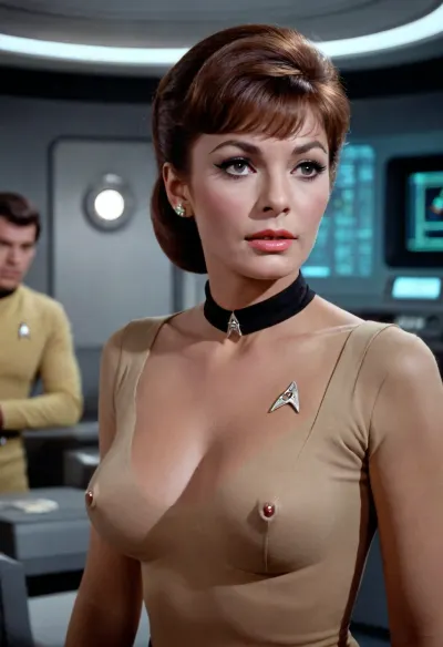 Star Trek, 1960s, sexy french woman, star fleet officer, Vulcan