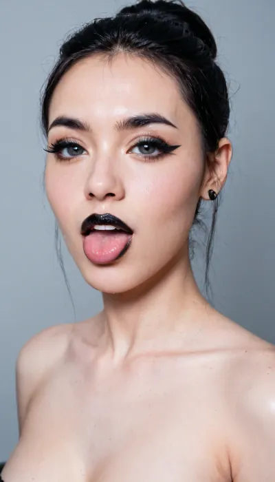 Moonlit whispers: the enigmatic asian goth in a seductive pose