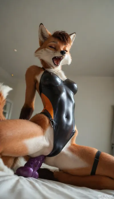 (fox:2), (furry:2), (yang:1.2), ((orange fur)), (fluffy fox:2), (the fur is shiny:2.3), (with a glossy reflecting soft light:2), screaming in pain, very short hair on head, (tiny:1.5), (slender body:1.5), (nose up:1), (skinny:1.1), (colored glossy Tight-fitting swimsuit:1.5), (natural breasts:1.3), the back is arched, (long animal whiskers:1.3), (tight belt on the waist:1.3), (tight straps on the thighs:1.3), closed eyes, (Screaming:1.4), pain, ((black stockings)), (in ass is a huge oiled dildo:1.7), (lying down on side:1.4), on the bed, full body view, (legs structure from animal:1.5), small pussy, dim light, soft shadows, full view, (Low-angle shot:1.4), FRESHIDEAS, Real, Photography, 2#, ejaculation, on, face, taking, her, bad-picture-chill-75v, CyberRealistic_Negative, side view, <lora:FRESHIDEAS Real Photography 2#:1>