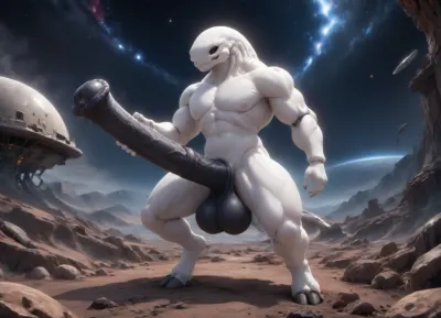 space, stars, planets, black holes, spaceships, the distant future, incredible landscape, unearthly beauty alien, white skin, horse dick, gigantic dick, mace dick