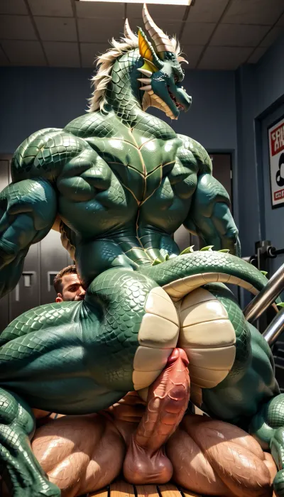 Gay athletic muscular full growm human man, assfucked by anthropomorphic dragon, (size difference:1.4), dragon has reflecting hyper steel-teal colored scales, gay anal sex, full grown man's jock legs spread receiving dragon's dick, dragon has oversized hyper steel-teal colored dragon scale cock, (HD details:1.4), Ultra high detail facial features, accurate facial expressions, 8k resolution, extreme realistic textures, grown adults, athlete