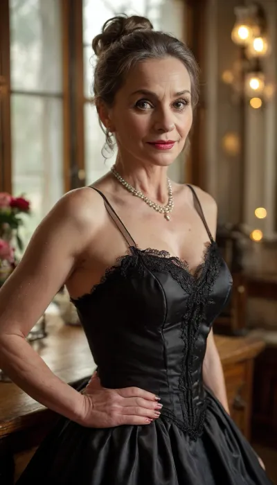 Exclusive, billionaire, luxury, reflective lighting, beautiful, seductive, lustful, very busty, stunning hungarian Mature grandma, breast grabbing, (gilf), (old), (slim), very simple luxury dress, (ultra-minimalist ballgown:1.3), model, hairless pussy, lustful posing, romantic expression, cunnilingus, no Lipstick, red nails, strong glossy party makeup, very long dark brown straight ponytail hair, (Mature:1.9), black lace stockings, (Orgasm face:1.4), Shinny skin, Natural body, (Chubby:.2), Perfect hands, perfect fingers, perfect anatomy, (realistic mature skin:1.2), skin pores, freckles, moles, spots, wrinkles, masterpiece, best quality, (cinematic lighting), (night:1.3), ray trace, sharp focus, best shadow, 8K, UHD, clear image, extremely sharp, extremely detailed, extremely intricate detail, high res, ultra-high-definition, highly detailed, ultra-sharp textures, finely detailed, perfect skin texture, hyperrealistic lighting, professional, full dynamic range, deep contrast, high clarity, realistic depth of field, HDR, perfect exposure, smooth gradients, natural reflections, ultra-fine details, realistic skin pores, individual hair strands, soft shadows, color-graded, High detailed photo, high quality, (full body), (full length shot), most realistic, dim light, clothes, contrast, sharp background, fine detailed background, hoopdress, (lustful smirk:1.2), (distance viewpoint:1.3), (full figure shot:1.4), (subtle blur:1.1), <lora:bab4d033-acad-4a4e-b6fa-5dda2bad3471.TA_trained:2>, <lora:Midjourney Image Enhancer XL v1:1.6>, <lora:mjv6:1.8>