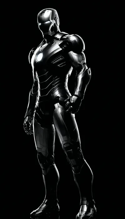 black and white drawing, (no colors), ironman from the MARVEL universe, black background, (((full body view))), PEHighContrast, Simple, Background, high, Contrast, <lora:PE_HighContrastStyleV1:2>, <lora:dark:1.2>