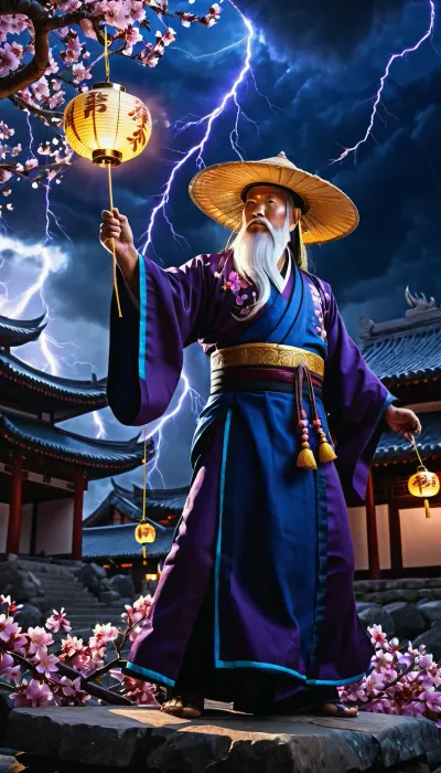 Salario de obra maestra: conductor de relámpago en medio de tormenta de sakura