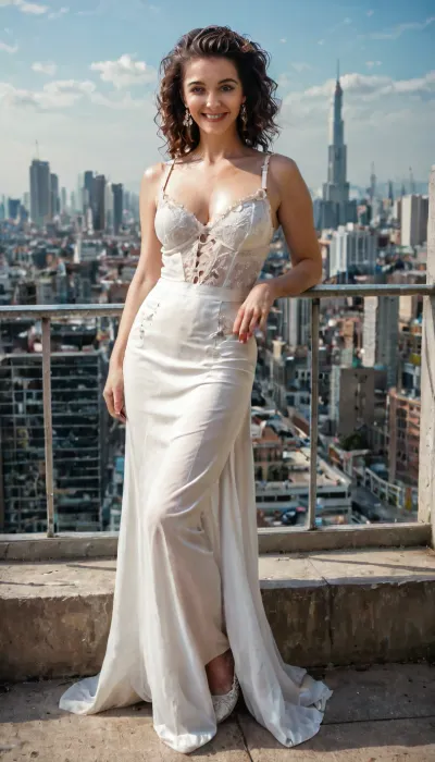 (8k, RAW photo, best quality, masterpiece:1.2), (realistic, photo-realistic:1.37), ultra-detailed, (detailed beautiful girl:1.4), 1 girl, full body, woman, smile, blouse woman, city setting, <lora:Blouse-SDXL_V1:.5>