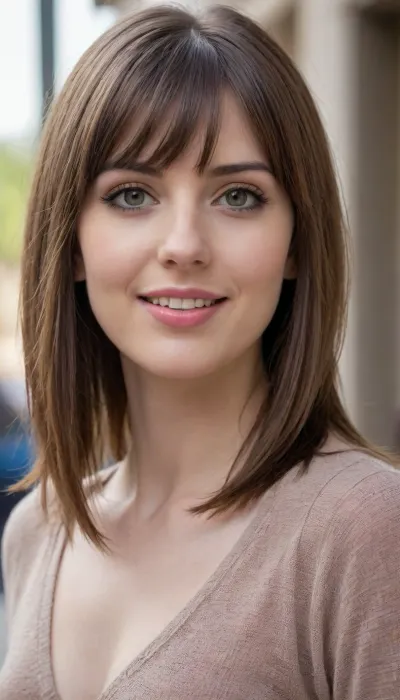 35 yo girl, very flirty pose, sideview, ((girl next door)), pretty, natural beauty, medium breasts, ((cute tall tall tall tall but average appearance:1.3)), ((cute tall tall tall tall)), ((pale skintone:1.2)), ((little bit chubby:1.4)), very flirty smile, showing teeth, ((unkempt hair)), ((straight hair:1.3)), ((symmetrical hair:1.5)), ((perfect fringe hair:1.5)), ((light brown bright hair)), ((very cute tall tall tall tall average youthful face:1.5)), outside, photorealistic, ((perfect composition)), ((perfect contrast:1.5)), ((perfectly balanced exposure:1.5)), ((perfect focus:1.5)), ((extremely realistic detailed lighting:1.5)), ((extremely realistic detailed shadows:1.5)), ((extremely detailed:1.3)), ((extremely high resolution:1.3)), ((16K UHD:1.5)), ((extremely realistic detailed skin texture:1.5)), ((extremely realistic detailed skinpores:1.5)), ((extremely realistic detailed face:1.5)), ((extremely realistic detailed eyes:1.5)), ((extremely realistic detailed hair:1.5)), focus on eyes, ((fully clothed:1.5)), random colored clothing, ((beautiful stylish clothing:1.5)), ((detailed clothing:1.5)), ((detailed environment:1.5)), Sweet_Sticky_xl-01, <lora:EnvyZoomSliderXL01:-1>, <lora:add-detail-xl:.5>, <lora:Sweet_Sticky_xl-01:.5>, <lora:neanderthal_last:.7>