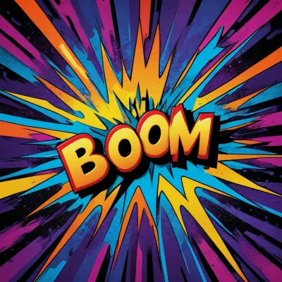 Pop art comic style "boom" dark chaotic, /©KlTTY-ART/