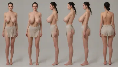 One very skinny 18 year old woman, ((Rey sith)), ((mega rounded natural massive very long saggy breasts:1.7)), (empty breast), (((slim figure))), sagging, ((perfect sport figure)), ((ff cup size)), (((very very very slim narrow hips))), ((very long legs)), She is Jedi short skirt, ((Turnaround)), full body, High detailed skin, ohwx, woman, <lora:sagging-000015:2>, <lora:mujiTurnXL_v1:1.6>, <lora:daisy_dh128_lora_v2b:1.7>