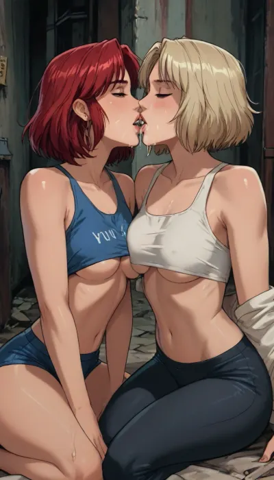 Score_9, score_8_up, score_7_up, reiq meets markgavatino art style, 2 women, 25 year old, on knee beneath you, passionately kissing, cum on faces, cum leaking from mouth, (tight top, underboob), cute, doodle, ratatatat74, <lora:cutedoodle_XL-000012:.8>, <lora:ratatatat74-000050:.8>, <lora:NEOTOKIOXL_0.2_RC:.8>, <lora:outline_xl_kohaku_delta_spv5x:.8>